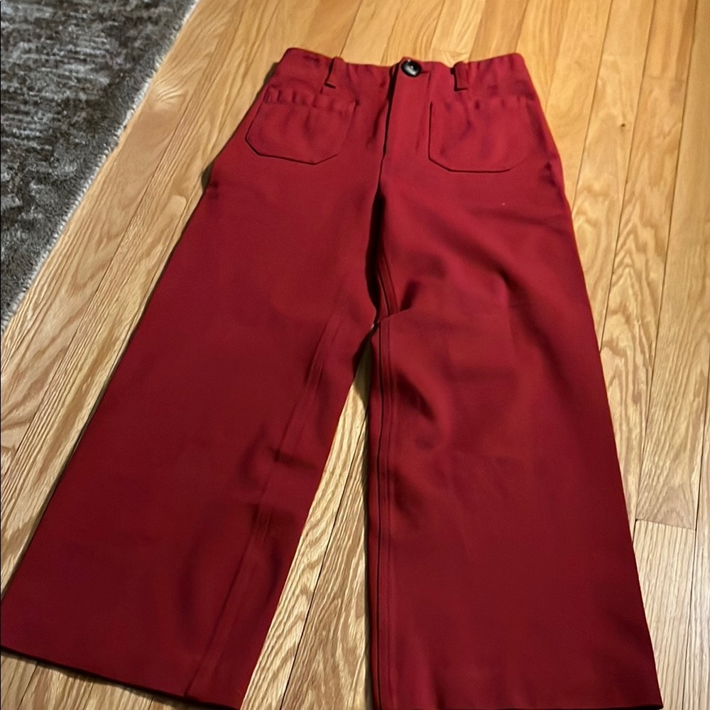 Anthropologie Chic Red Wide-Leg Pants